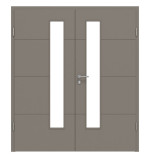 Frontansicht von Groove 34 LA 24 schlossseitig ProLine Lack Taupe RAL 7048 Doppelflügeltür inkl. Zarge - Hörmann