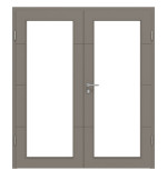 Frontansicht von Groove 34 LA 27 ProLine Lack Taupe RAL 7048 Doppelflügeltür inkl. Zarge - Hörmann