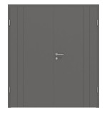 Frontansicht von HÖRMANN Doppelflügeltür Groove 39 Staubgrau RAL 7037 Lack DesignLine mit Zarge