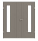 Frontansicht von Groove 44 LA 24 bandseitig ProLine Lack Taupe RAL 7048 Doppelflügeltür inkl. Zarge - Hörmann