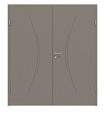 Frontansicht von Groove 49 ProLine Lack Taupe RAL 7048 Doppelflügeltür inkl. Zarge - Hörmann