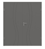 Frontansicht von HÖRMANN Doppelflügeltür Groove 51 Staubgrau RAL 7037 Lack DesignLine mit Zarge
