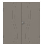 Frontansicht von Groove 51 ProLine Lack Taupe RAL 7048 Doppelflügeltür inkl. Zarge - Hörmann