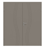 Frontansicht von Groove 53 ProLine Lack Taupe RAL 7048 Doppelflügeltür inkl. Zarge - Hörmann