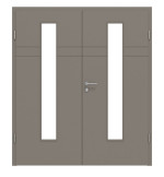 Frontansicht von Groove 78 LA 24 mittig ProLine Lack Taupe RAL 7048 Doppelflügeltür inkl. Zarge - Hörmann