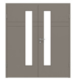 Frontansicht von Groove 78 LA 24 schlossseitig ProLine Lack Taupe RAL 7048 Doppelflügeltür inkl. Zarge - Hörmann