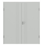 Frontansicht von Groove 85 ProLine Lack Grau RAL 7035 Doppelflügeltür inkl. Zarge - Hörmann