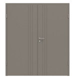 Frontansicht von Groove 85 ProLine Lack Taupe RAL 7048 Doppelflügeltür inkl. Zarge - Hörmann