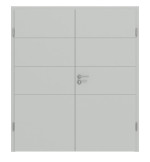 Frontansicht von Groove 93 ProLine Lack Grau RAL 7035 Doppelflügeltür inkl. Zarge - Hörmann