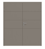 Frontansicht von Groove 93 ProLine Lack Taupe RAL 7048 Doppelflügeltür inkl. Zarge - Hörmann