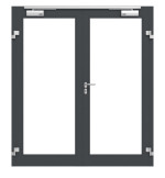 Frontansicht in db703 von Innentür-Set 2-flg. Aluminium Rohrrahmentür mit Feuerschutzfunktion HE321 mit LA-01 inkl. Blockzarge - Hörmann