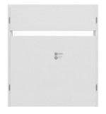 Frontansicht von HÖRMANN Doppelflügeltür Pure 1 Bütte Weiß Duradecor DesignLine mit Lichtausschnitt quer mit Zarge