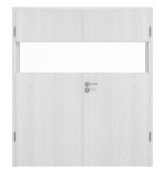 Frontansicht von HÖRMANN Doppelflügeltür Pure 2 Eiche Weiß Duradecor DesignLine mit Lichtausschnitt quer mit Zarge