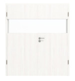 Frontansicht von HÖRMANN Doppelflügeltür Pure 2 Gebürstetes Weiß Duradecor DesignLine mit Lichtausschnitt quer mit Zarge