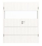 Frontansicht von HÖRMANN Doppelflügeltür Pure 2 Gebürstetes Weiß Duradecor DesignLine mit Lichtausschnitt quer mit bündiger Lisene Plain 80-7 mit Zarge