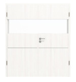 Frontansicht von HÖRMANN Doppelflügeltür Pure 2 Gebürstetes Weiß Duradecor DesignLine mit Lichtausschnitt quer mit Lisene Steel 79 mit Zarge