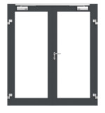 Frontansicht in db703 von Innentür-Set 2-flg. Aluminium Rohrrahmentür mit Rauchschutzfunktion RS 250 mit LA-01 inkl. Blockzarge - Hörmann