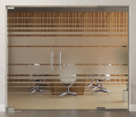 Bild von Selina Motiv matt 2-flg. Glaspendeltür mit festem Seitenteil DORMA Mundus BTS Variante 5 - Erkelenz