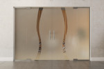 Frontansicht von Bergamo Motiv klar 2-flg. Glaspendeltür mit zwei festen Seitenteilen DORMA Mundus BTS Variante 6 - Erkelenz