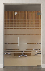 Bild von Selina Motiv matt Glaspendeltür mit festem Seitenteil und Oberlicht DORMA Mundus BTS Variante 8 - Erkelenz