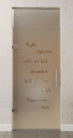 Bild von Cafe 2 Motiv klar Glaspendeltür mit Oberlicht DORMA Tensor Variante 1 - Erkelenz
