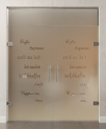 Bild von Cafe 2 Motiv klar 2-flg. Glaspendeltür mit Oberlicht DORMA Tensor Variante 2 - Erkelenz