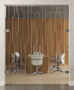 Bild von Curves Motiv matt 2-flg. Glaspendeltür mit Oberlicht DORMA Tensor Variante 2 - Erkelenz