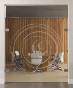 Bild von Lira Motiv matt 2-flg. Glaspendeltür mit Oberlicht DORMA Tensor Variante 2 - Erkelenz