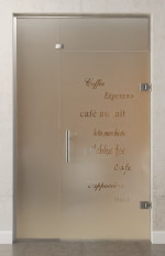 Bild von Cafe 2 Motiv klar Glaspendeltür mit festem Seitenteil und Oberlicht DORMA Tensor Variante 3 - Erkelenz