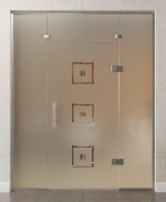 Bild von Pescara Motiv klar Glaspendeltür mit zwei festen Seitenteilen und Oberlicht DORMA Tensor Variante 5 - Erkelenz