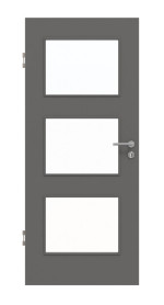 Frontansicht von Huga Innentür Hygge grau RAL 7037 Duradecor Basic mit Lichtausschnitt LA 11