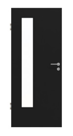 Frontansicht von Schwarz RAL 9005 LA 24 bandseitig Mattlack Basic Innentür - Huga