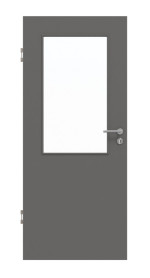 Frontansicht von Huga Innentür Hygge grau RAL 7037 Duradecor Basic mit Lichtausschnitt LA 7