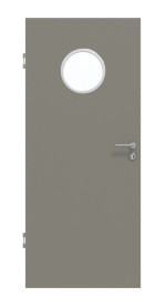 Frontansicht von Hygge Grau RAL 7037 LA Bullauge Mattlack Basic Innentür - Huga