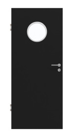 Frontansicht von Schwarz RAL 9005 LA Bullauge Mattlack Basic Innentür - Huga