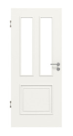 Frontansicht von HUGA Innentür Landhaus 3 Weißlack Classic mit Lichtausschnitt LA