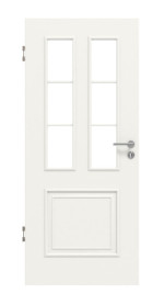 Frontansicht von HUGA Innentür Landhaus 3 Weißlack Classic mit Lichtausschnitt LA Sprosse 1/3