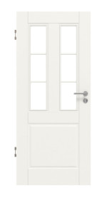 Frontansicht von HUGA Innentür Kontur 3 Weißlack Classic mit Lichtausschnitt LA Sprosse 1/3