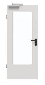 Frontansicht von GARANT Rauchschutztür 0160-60 Silver Grey CePaL mit Lichtausschnitt LA-DIN