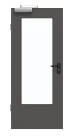 Frontansicht von GARANT Rauchschutztür 10622-60 Ebony CePaL mit Lichtausschnitt LA-DIN