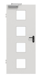 Frontansicht von GARANT Rauchschutztür 0160-60 Silver Grey CePaL mit Lichtausschnitt LA-10