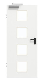 Frontansicht von GARANT Rauchschutztür D354-60 Designer White Resopal mit Lichtausschnitt LA-10