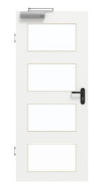 Frontansicht von GARANT Rauchschutztür D354-60 Designer White Resopal mit Lichtausschnitt LA-11