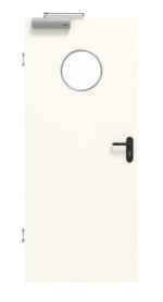 Frontansicht von GARANT Rauchschutztür 0105-60 Pearl White CePaL mit Lichtausschnitt LA-12