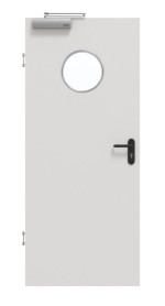 Frontansicht von GARANT Rauchschutztür 0160-60 Silver Grey CePaL mit Lichtausschnitt LA-12