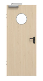 Frontansicht von GARANT Rauchschutztür Authentic Sand GCK08 mit Lichtausschnitt LA-12