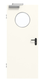 Frontansicht von GARANT Rauchschutztür 0105-60 Pearl White CePaL mit Lichtausschnitt LA-13