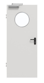 Frontansicht von GARANT Rauchschutztür 0160-60 Silver Grey CePaL mit Lichtausschnitt LA-13