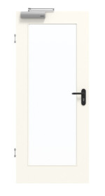 Frontansicht von GARANT Rauchschutztür 0105-60 Pearl White CePaL mit Lichtausschnitt LA-2