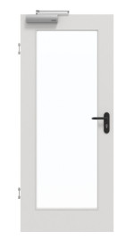 Frontansicht von GARANT Rauchschutztür 0160-60 Silver Grey CePaL mit Lichtausschnitt LA-2
